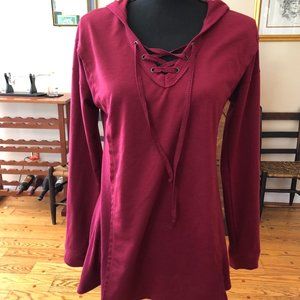 Maurices lace up hooded long sleeve top size M
